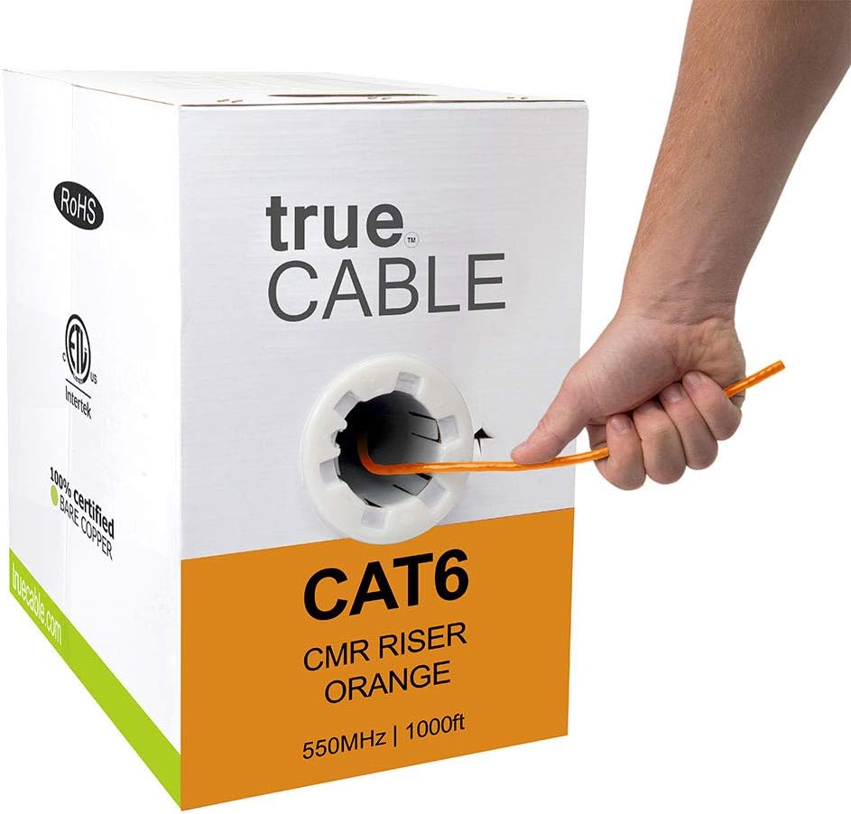 1000ft Yellow 23AWG 4 Pair Solid Bare Copper Bulk Ethernet Cable I390