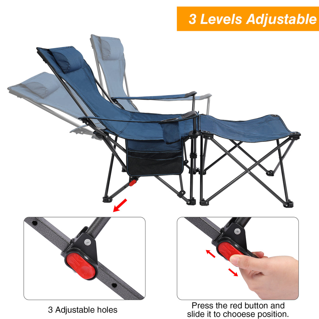 Blue 2 in 1 Folding Camping Chair with Removable Footrest Q304857