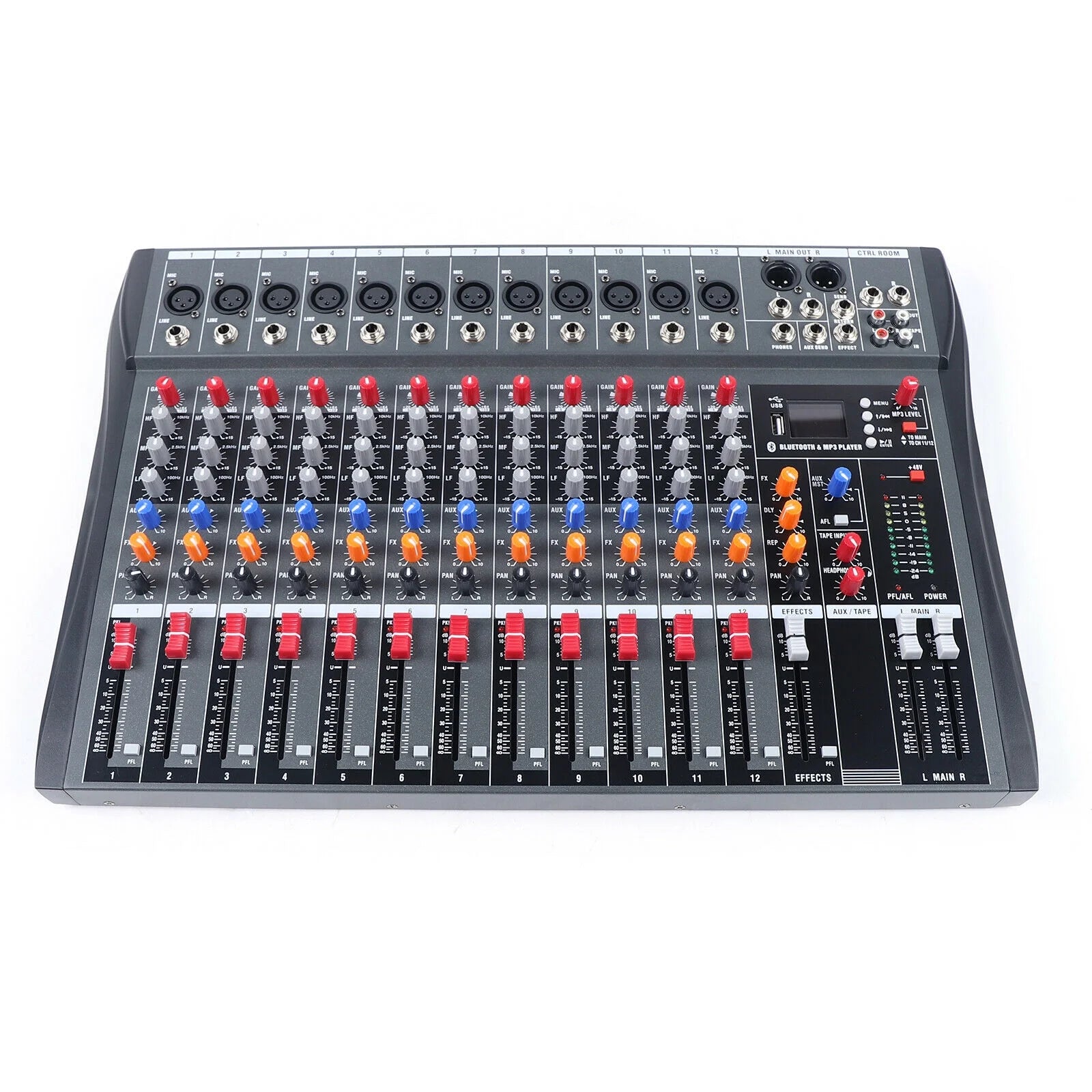 12 Channel Audio Mixer Bluetooth USB DJ Sound Mixing Console B731337