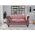 Pink Velvet Rolled Arms Loveseat T63856