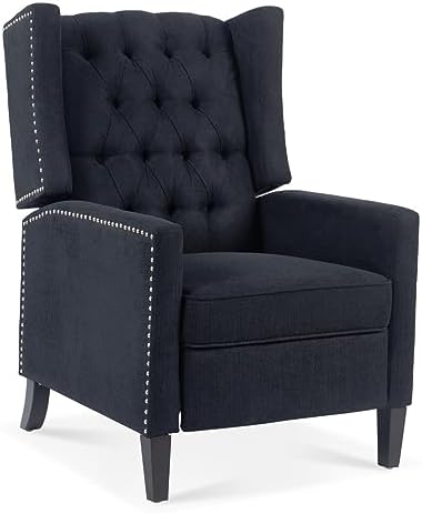 27" Wide Manual Wingback Recliner Chair with Nailhead Trim and Birch Legs, Gray L5018