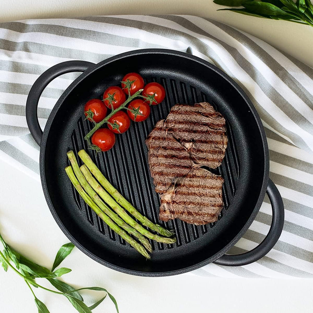 10.6 Inch Non Stick Cast Aluminum Griddle Pan with Glass Lid Z13563