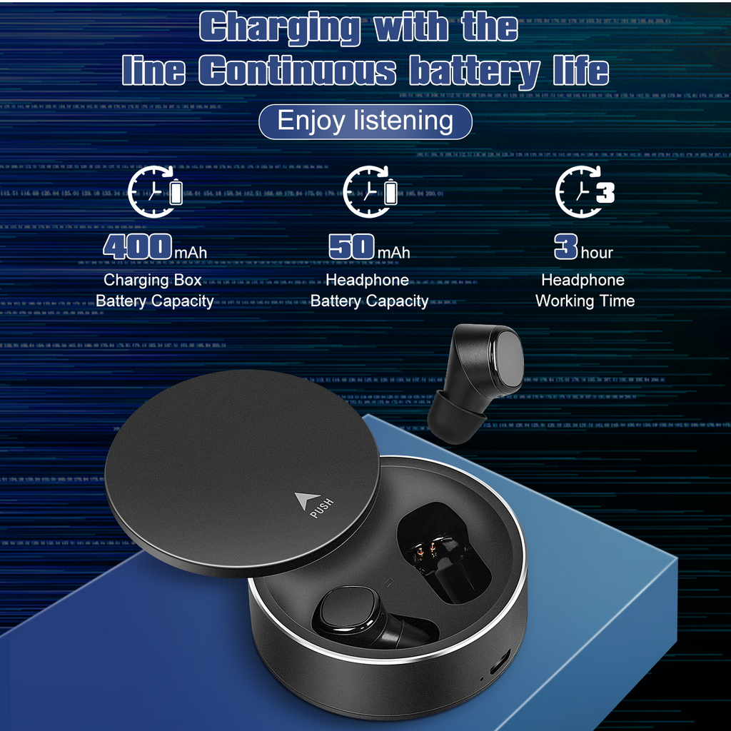 True Wireless Earbuds IPX5 Waterproof Touch Control with Mic Black M93693