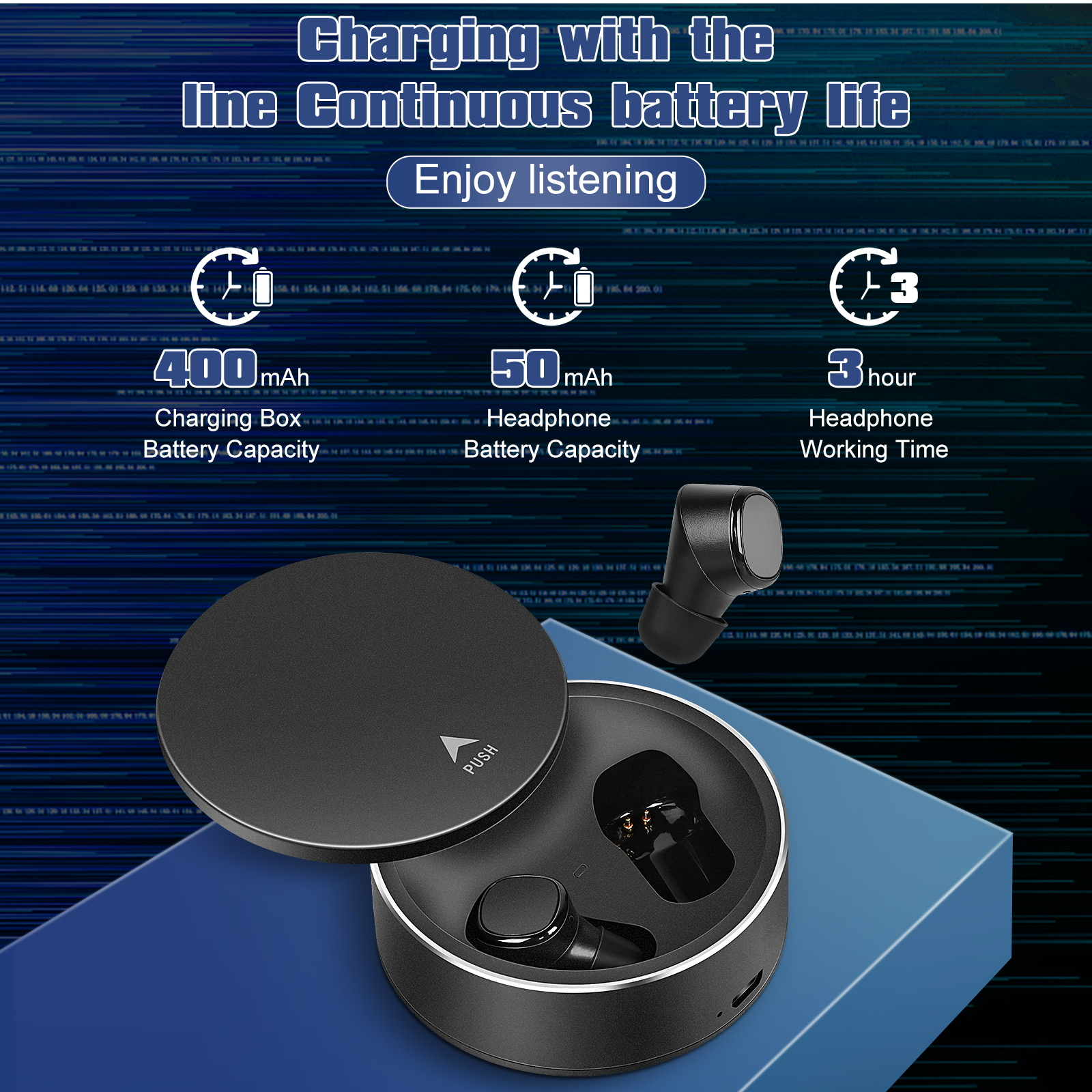 True Wireless Earbuds IPX5 Waterproof Touch Control with Mic Black M93693
