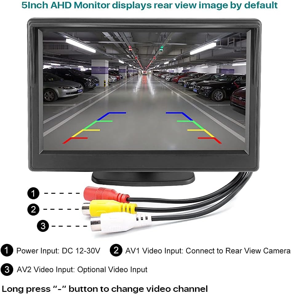Trunk Handle Backup Camera with Moving Guide Line and 5 AHD TFT LCD Screen Monitor Pack of 2 J10798