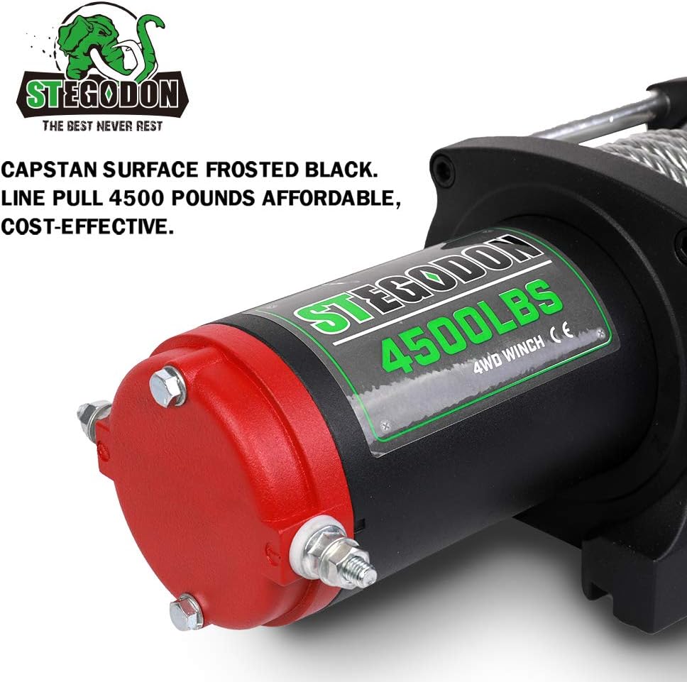 4500 lb. 12V Steel Cable Electric Winch with Wireless Remote U4212