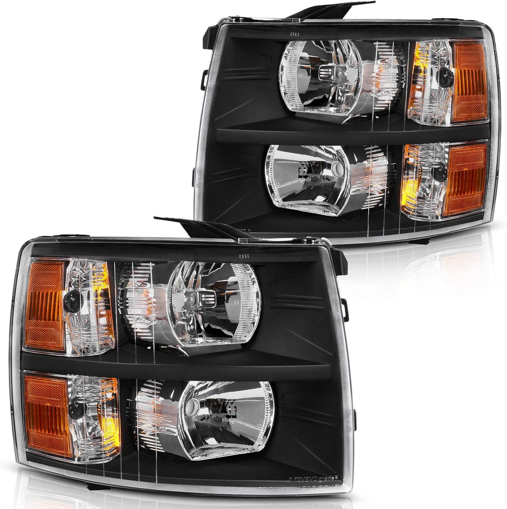 Black Housing Amber Reflector Headlight Assembly Kit T1095