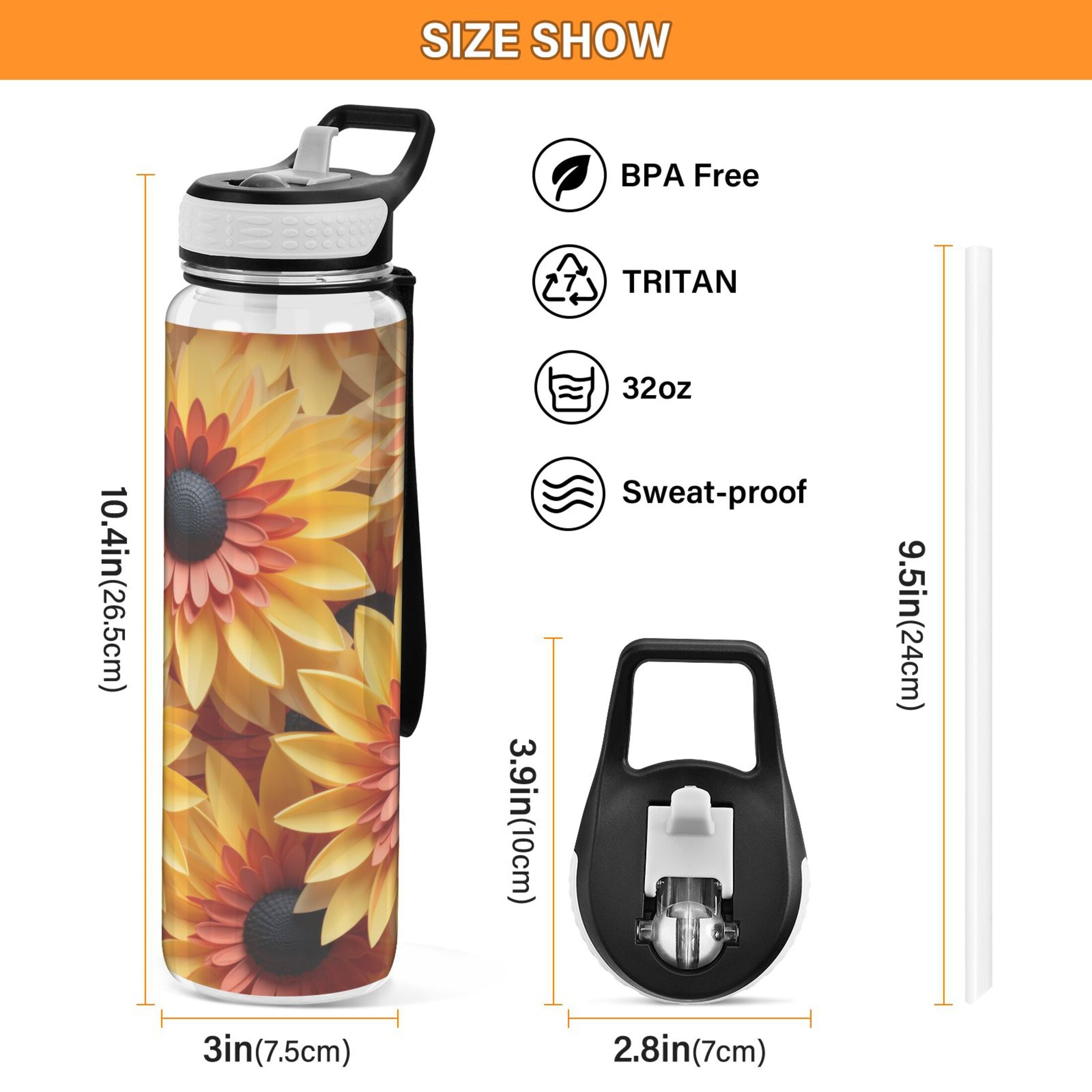 Yellow 32oz Tritan Water Bottle with Straw R9931