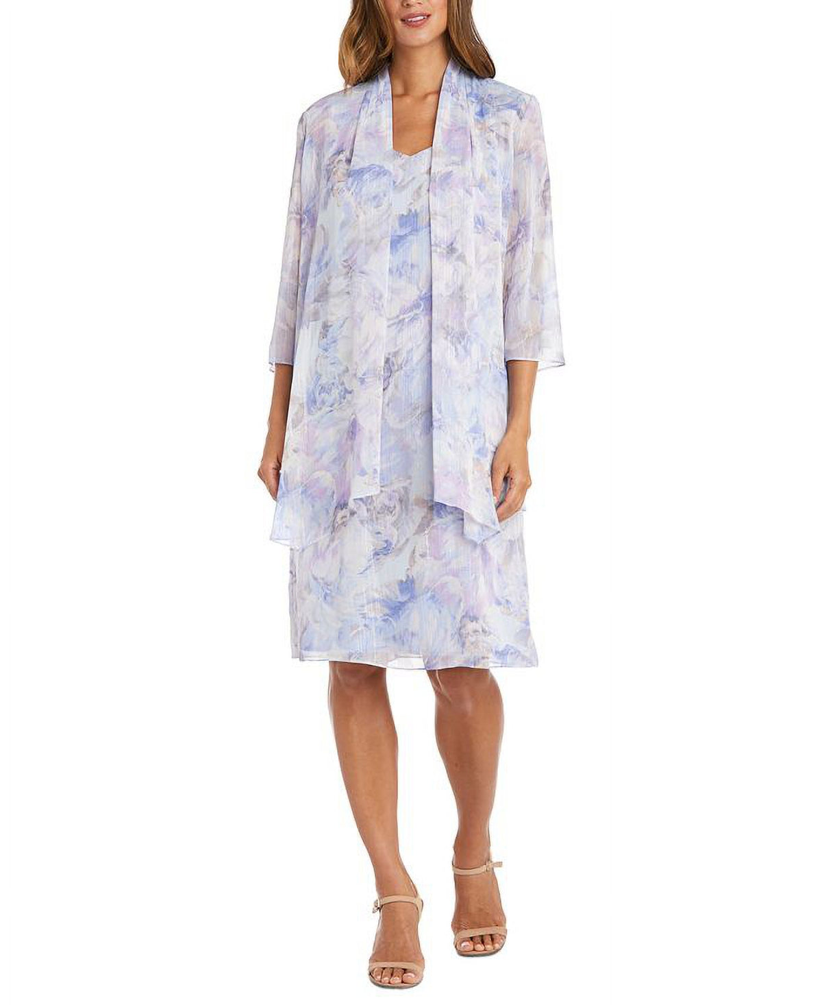Floral Print Jacket Dress Purple Size 16 U169