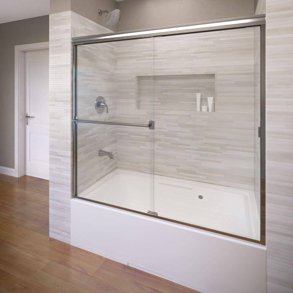 Semi-Framed Sliding Tub Door in Silver B47595