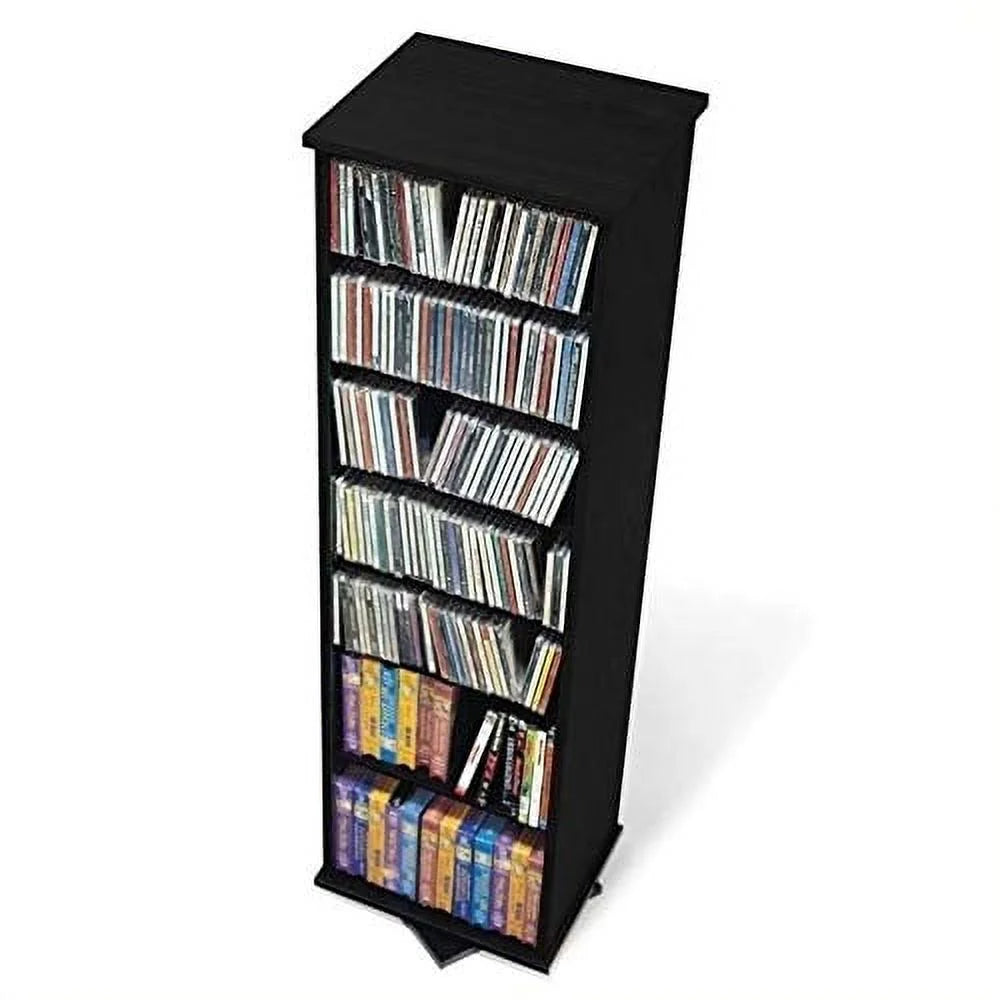Black 2-Sided CD DVD Media Spinning Storage Tower D83242