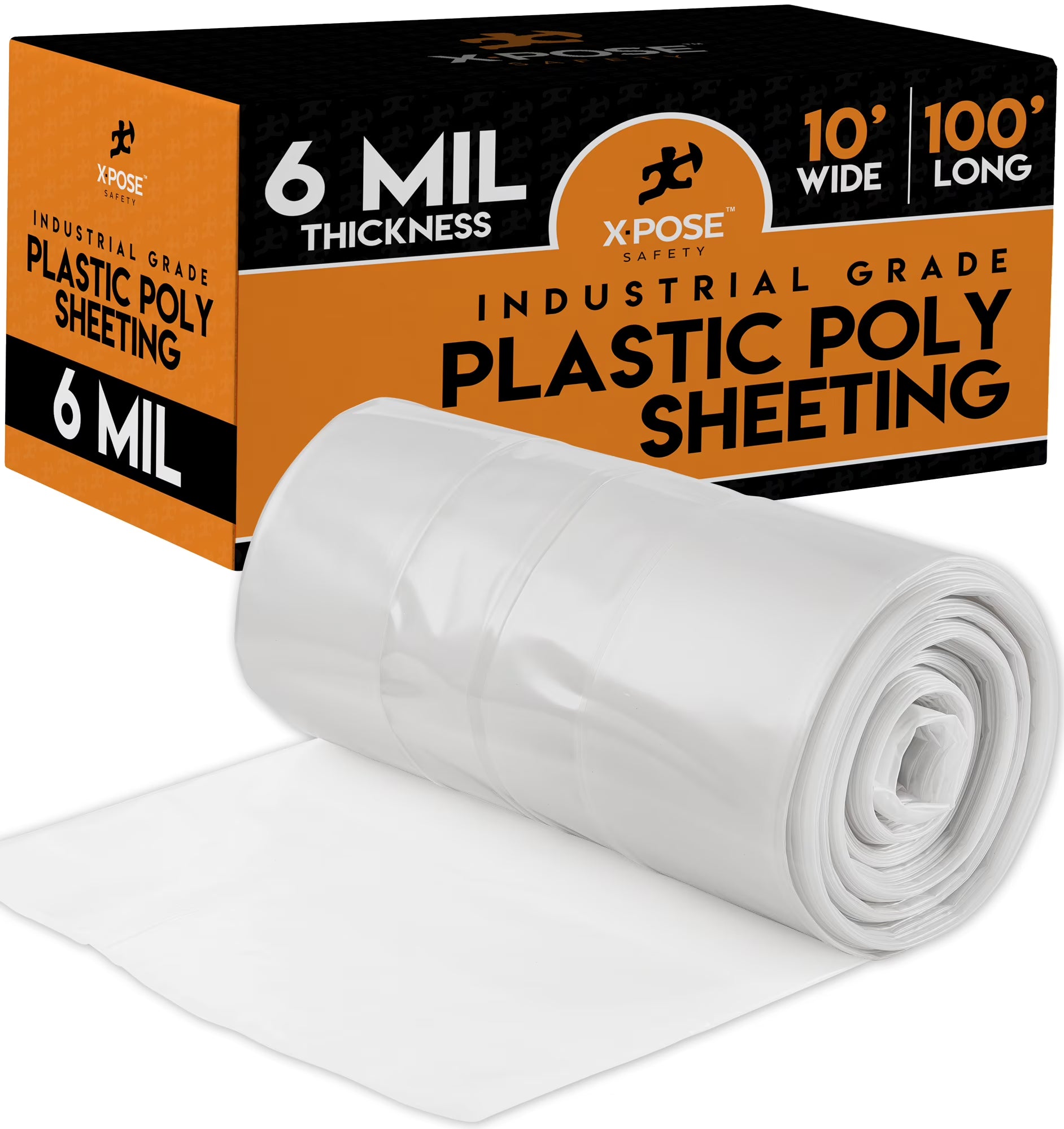 Clear Poly Sheeting 10x100 Feet Heavy Duty 6 Mil Thick Plastic Tarp Waterproof Cover F93958