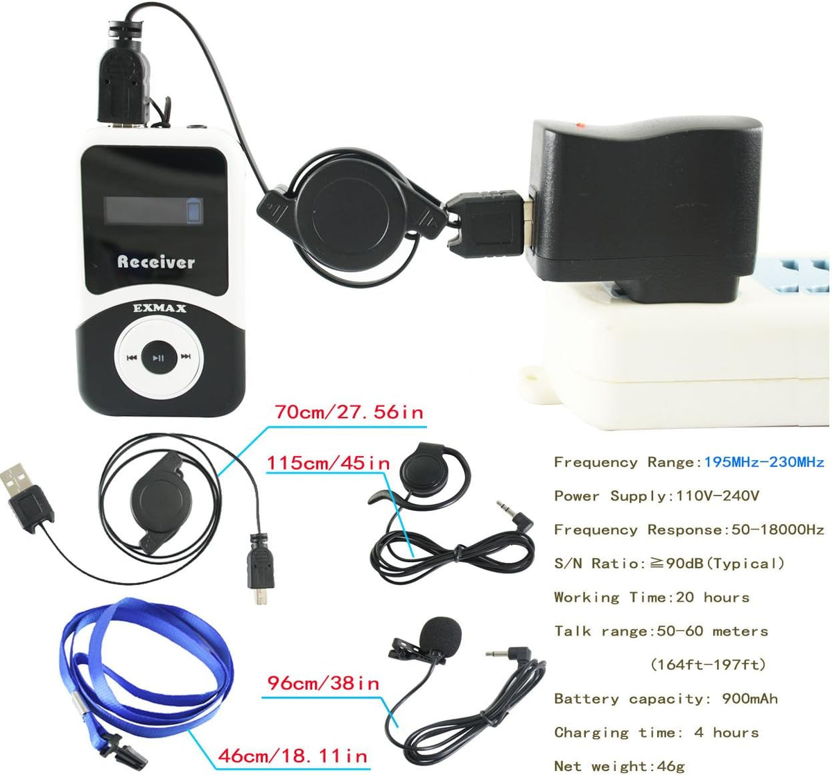 Wireless Tour Guide System Headsets (1 Transmitter 6 Receivers) T9586