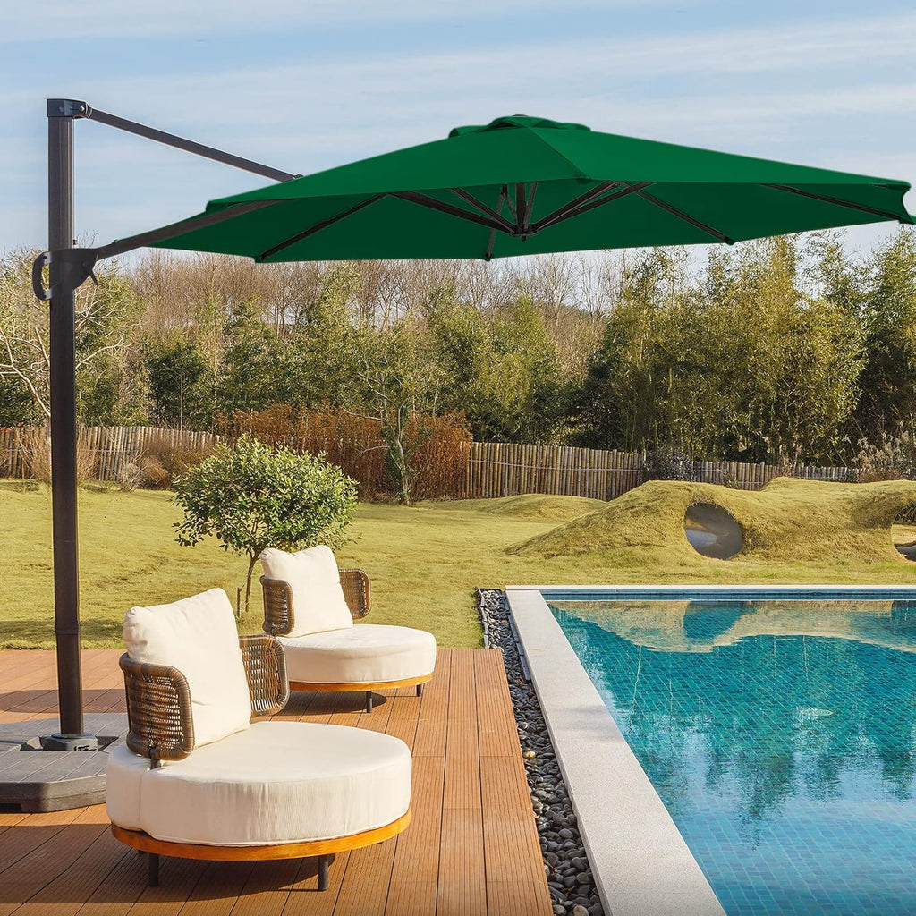 Brick Red 10 FT Offset Patio Umbrella with Aluminum Frame X82978