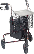 Black/Red Deluxe Foldable Rollator Walker E627