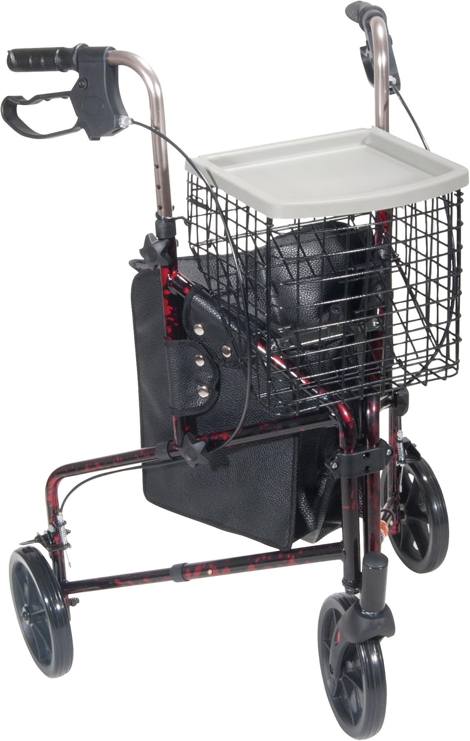 Black/Red Deluxe Foldable Rollator Walker E627