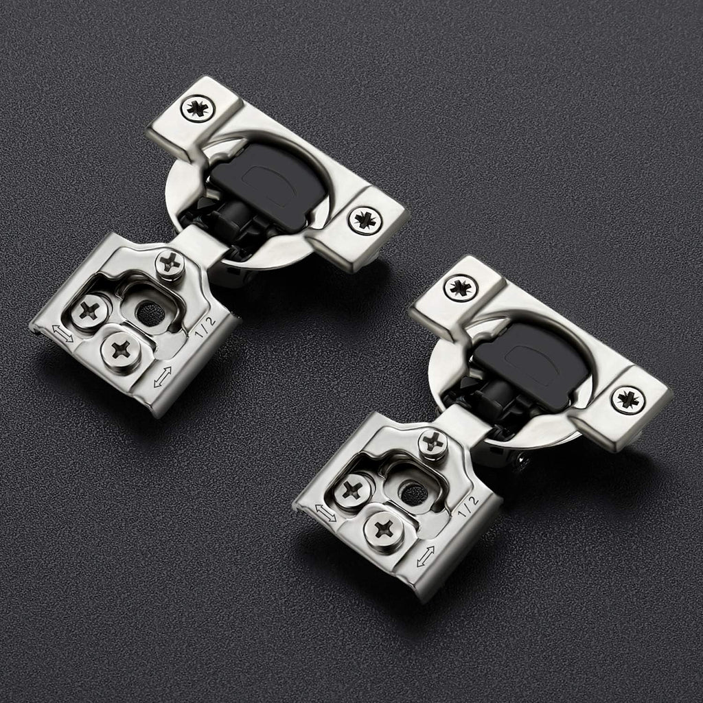 60 Pack 30 Pairs 1/2 inch Overlay Soft Close Hinges Satin Nickel Stainless Steel Concealed Hinge U187