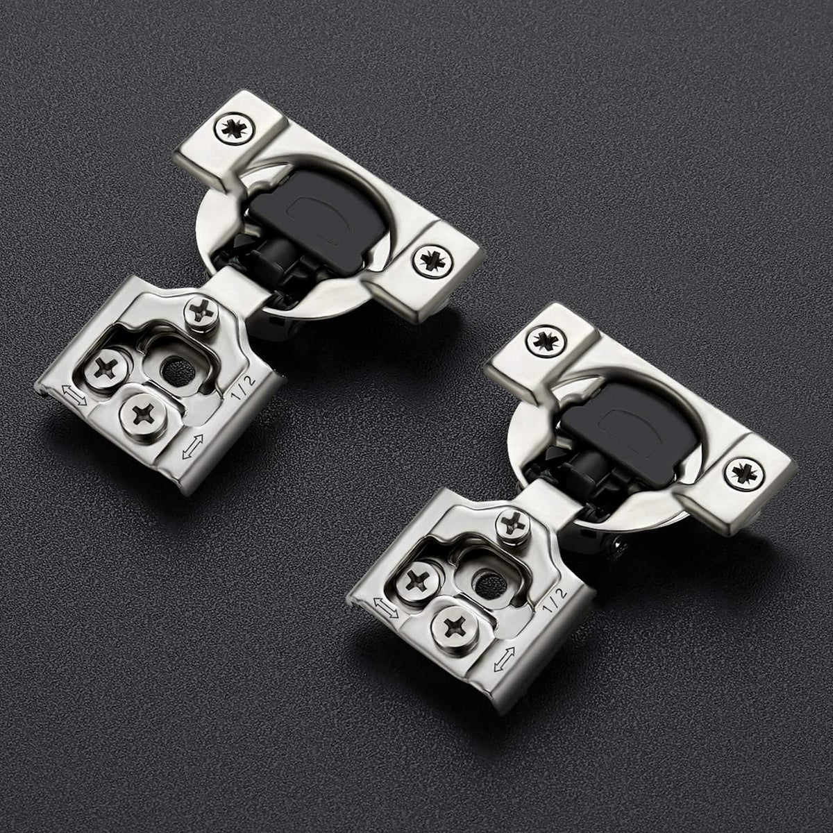 60 Pack 30 Pairs 1/2 inch Overlay Soft Close Hinges Satin Nickel Stainless Steel Concealed Hinge U187