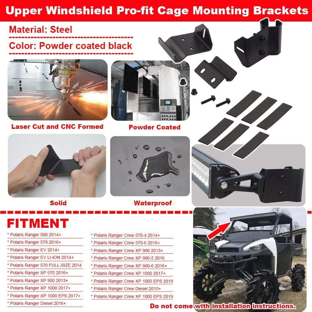 Upper Windshield LED Light Bar Mounting Brackets Pack of 2 P2393