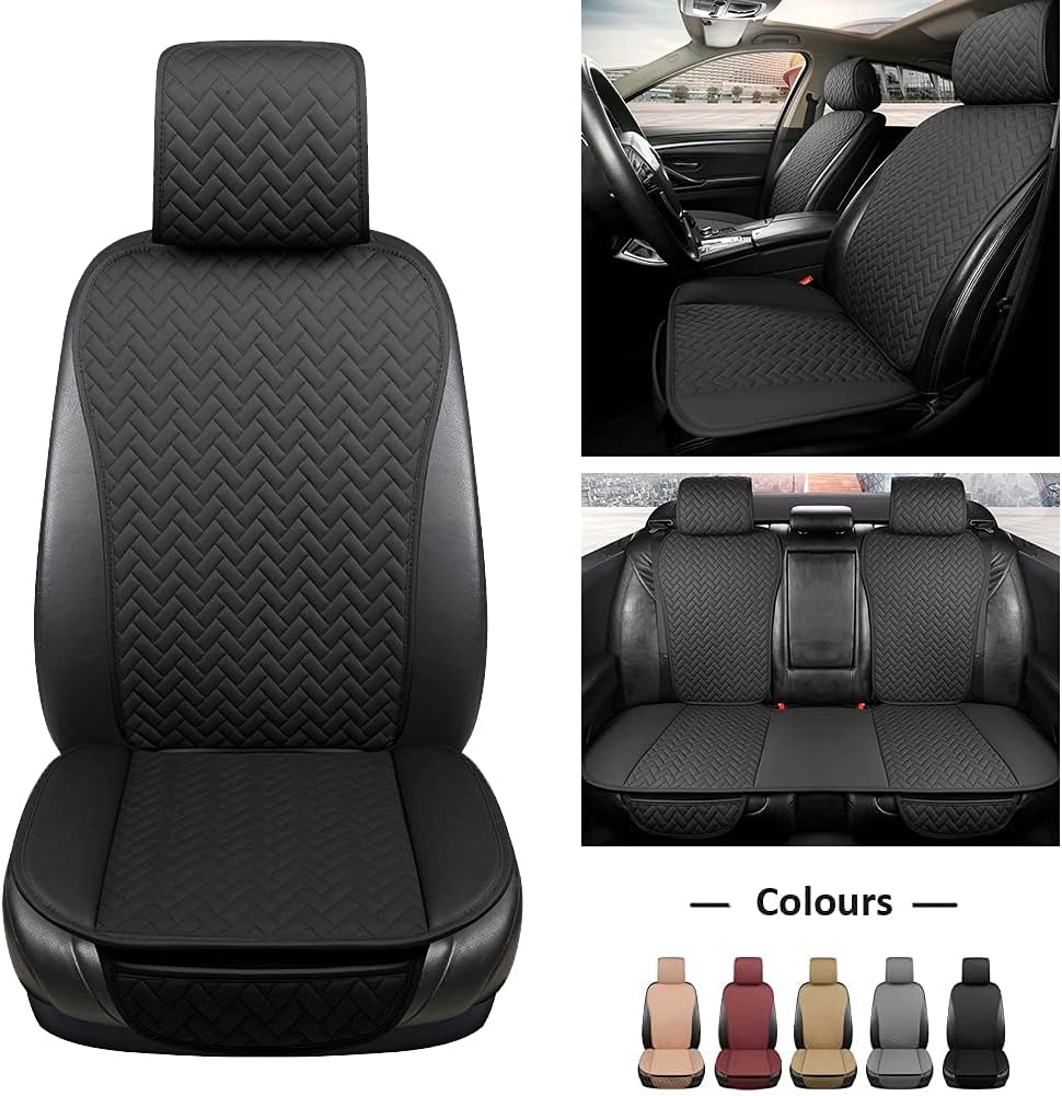 Beige PU Leather Car Seat Covers Full Set I9544