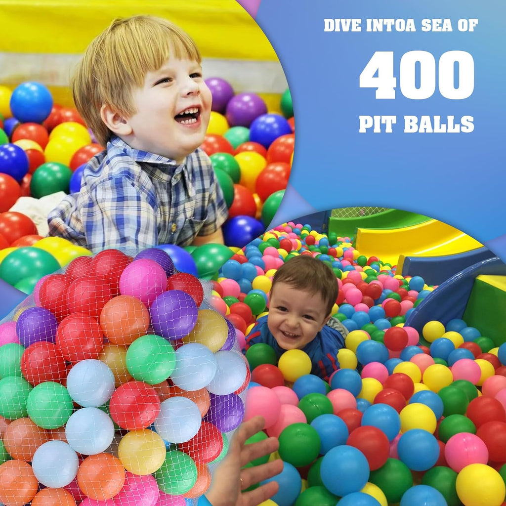 400 Count 8 Colors Plastic Ball Pit Balls with Storage Mesh Bag Y131