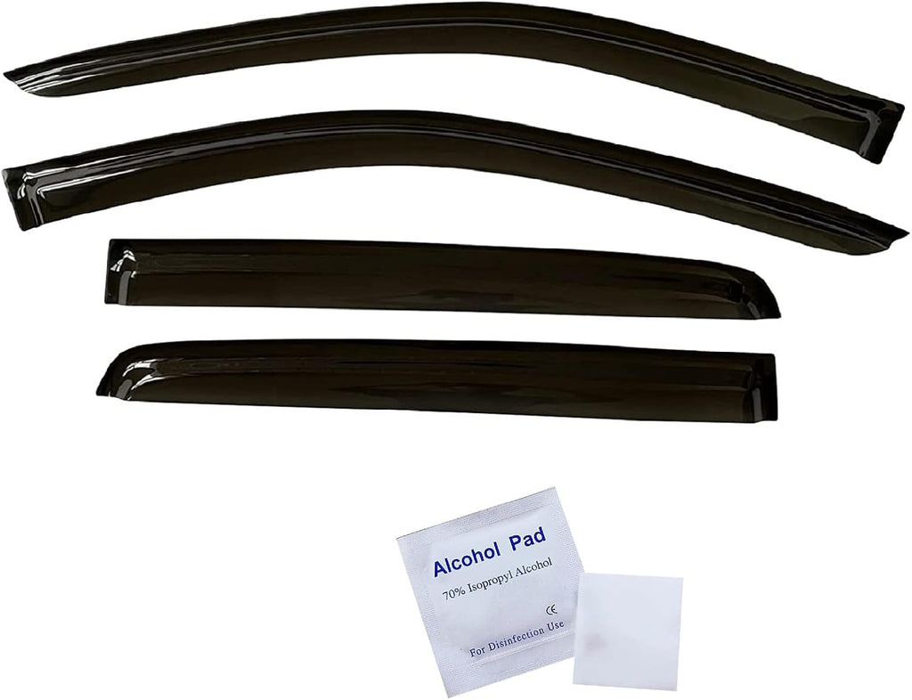 Smoke Tinted Tape-On Side Window Vent Visor Deflectors Rain Guards Pack of 2 D1321