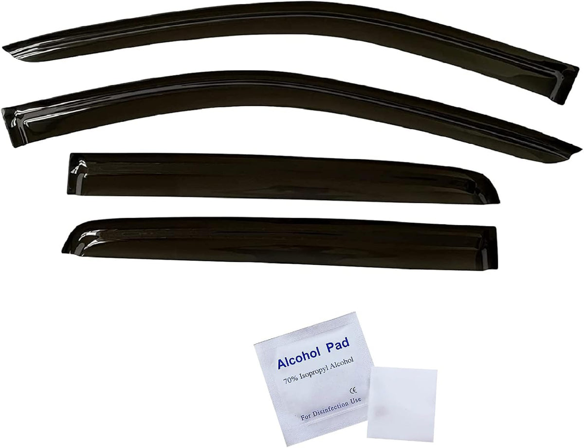 Smoke Tinted Tape-On Side Window Vent Visor Deflectors Rain Guards Pack of 2 D1321