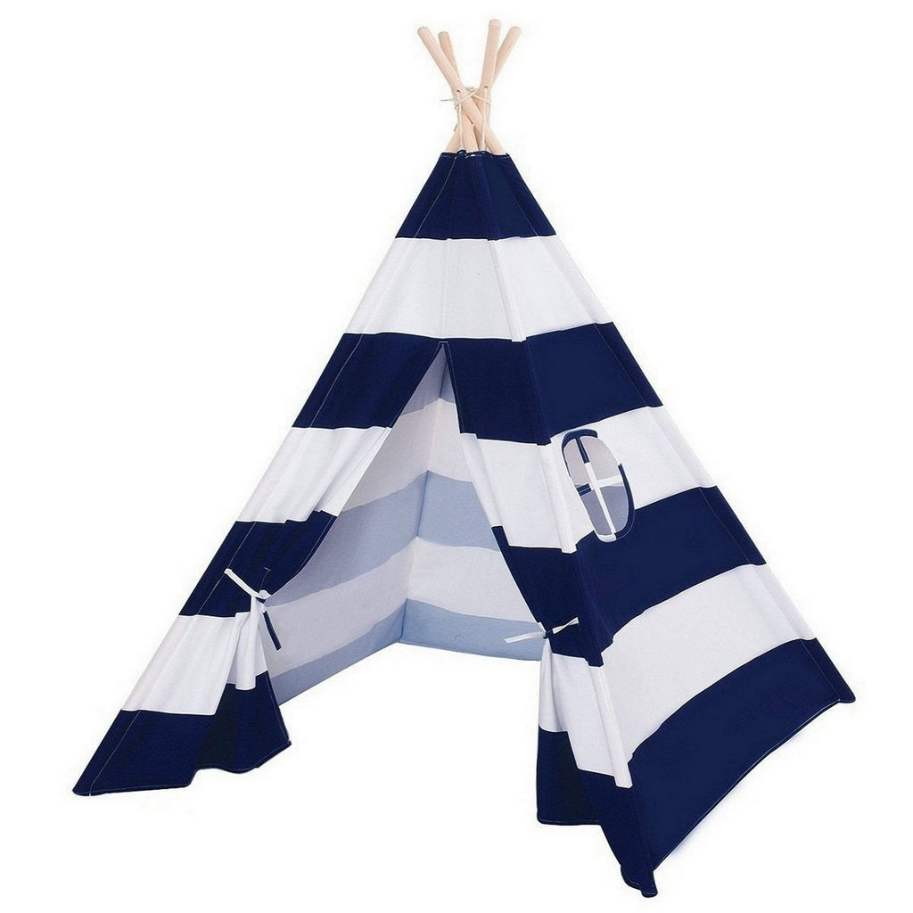 Natural Cotton Canvas Teepee Tent - 1pc - BlueWideStripe S635