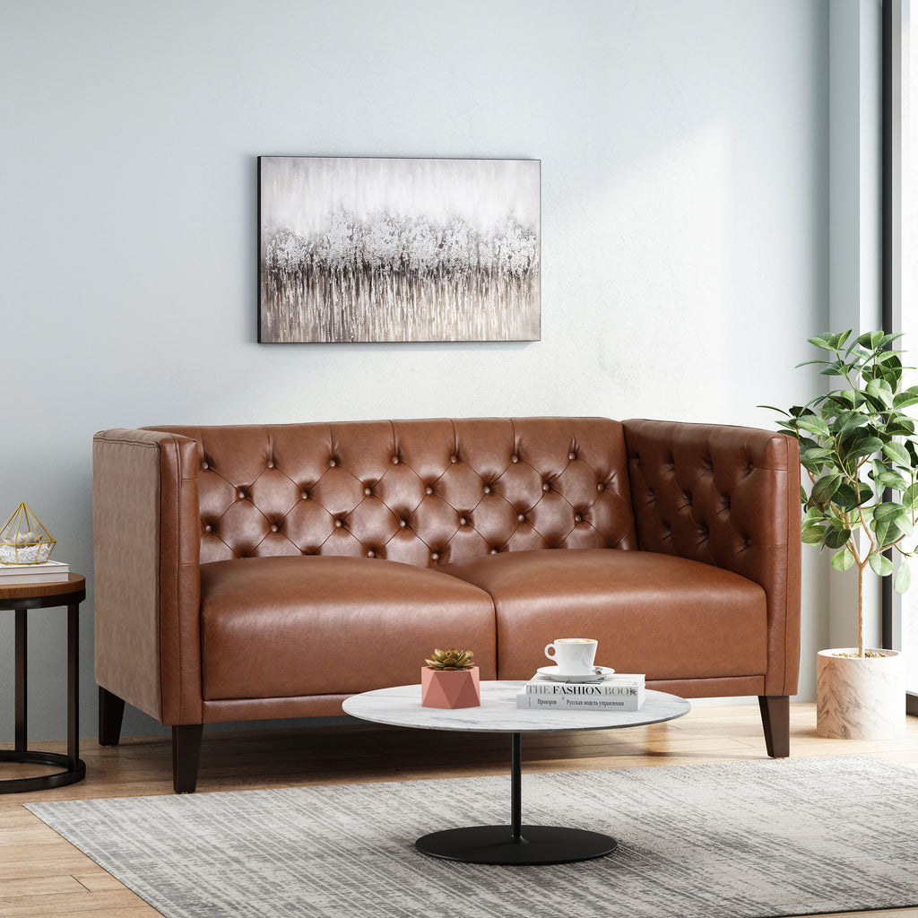 Cognac Brown Loveseat S226