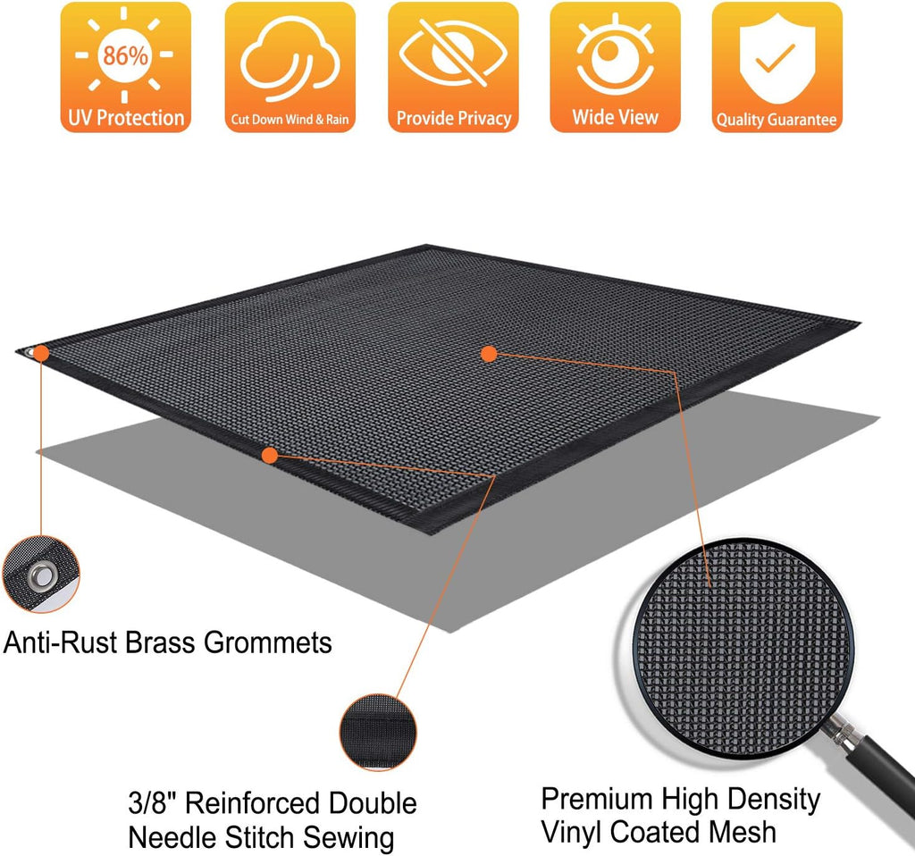 Black Mesh RV Awning Sun Shade Screen with Zipper 14' x 9' B288