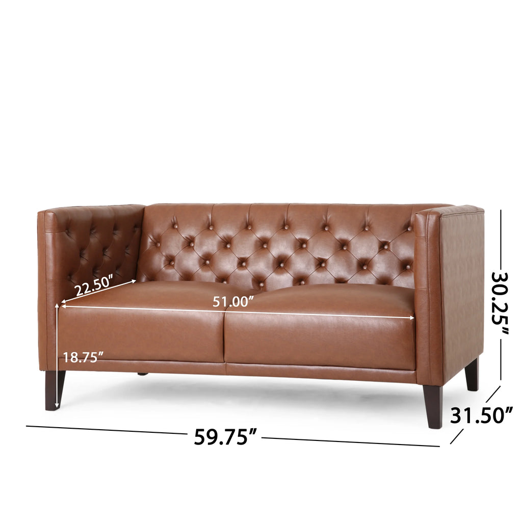 Cognac Brown Loveseat S226