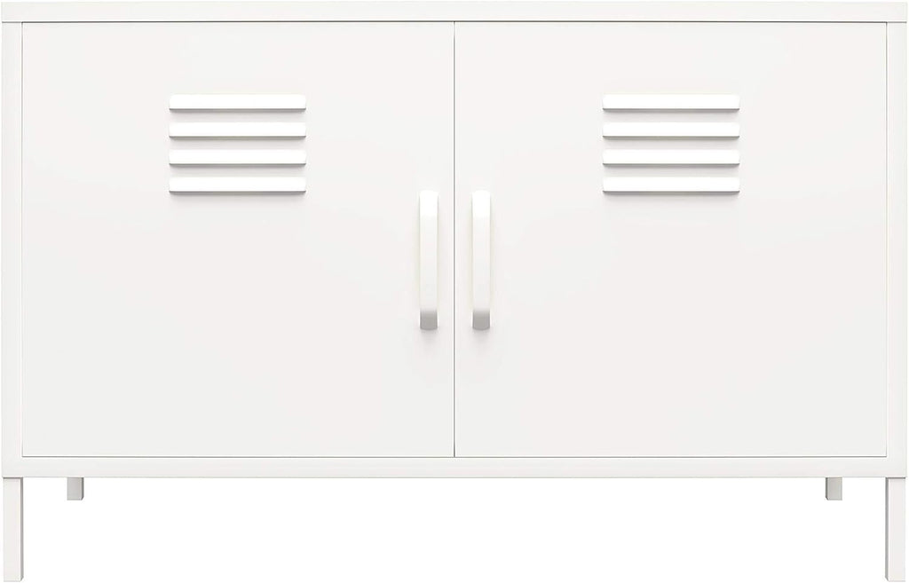 White 2 Door Metal Locker Accent Cabinet C145