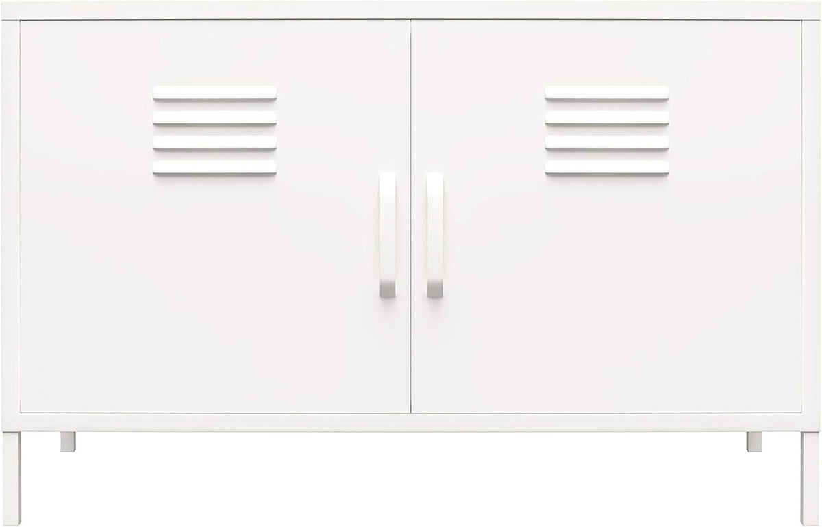 White 2 Door Metal Locker Accent Cabinet C145