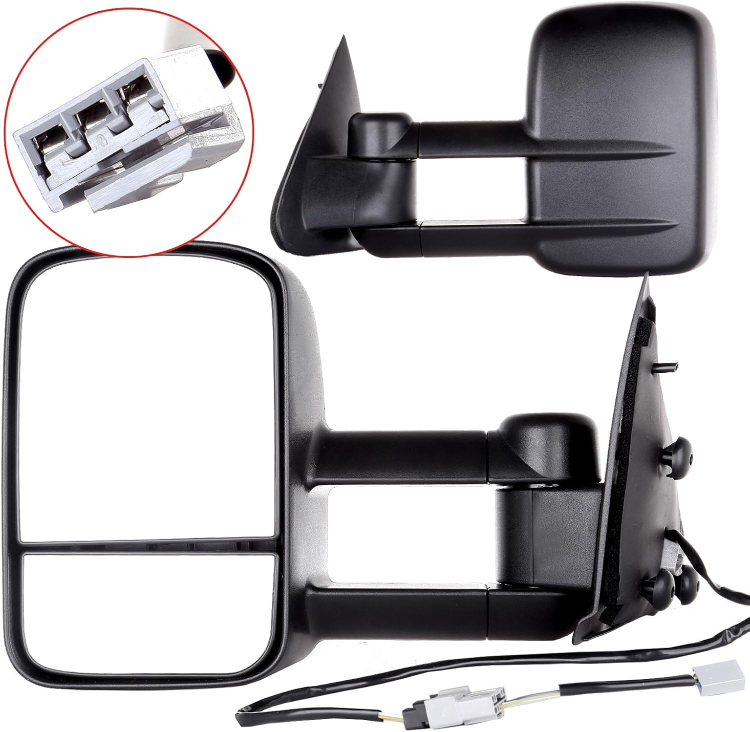 Tow Mirror with Left Right Side Power Black Manual Telescoping G69581