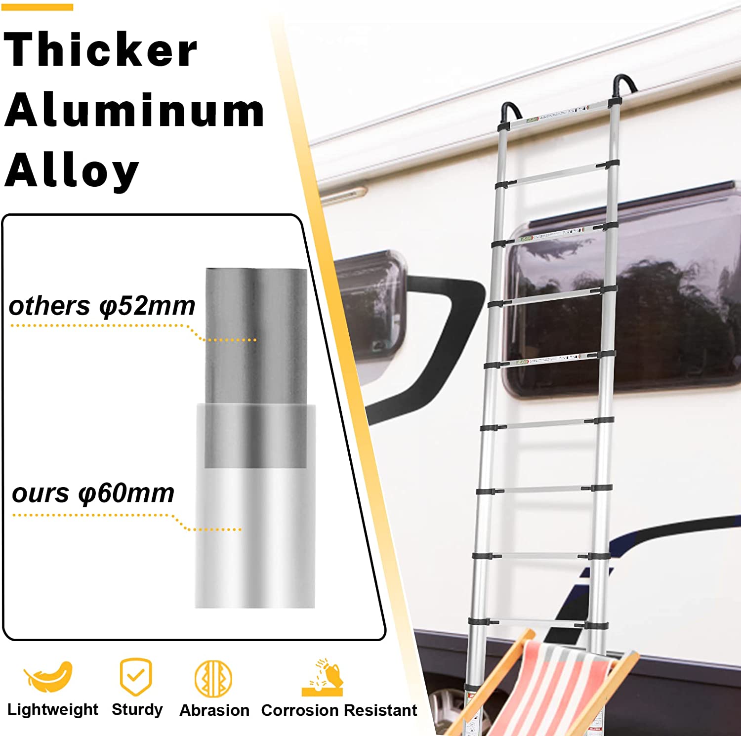 8.5FT Aluminum Telescoping Ladder with Non-Slip Feet, 330lb Capacity J6231