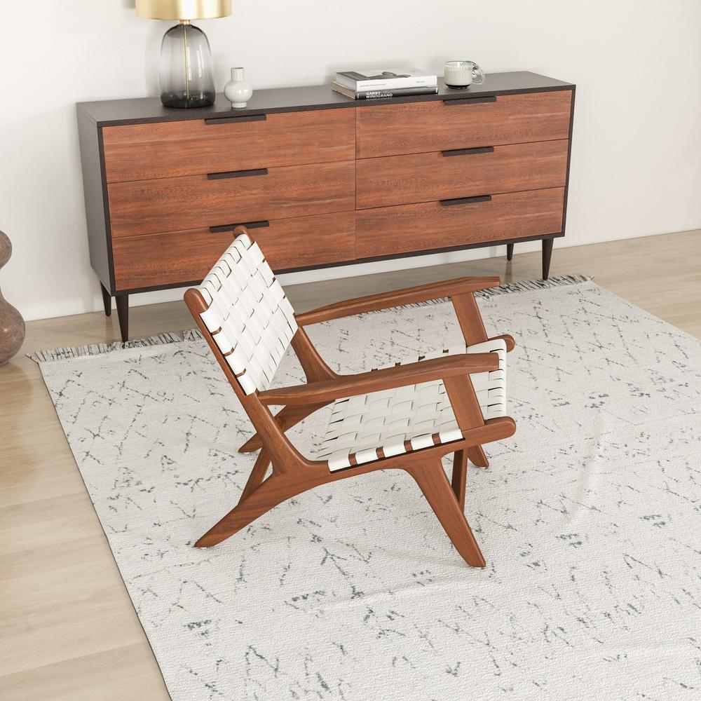 Black Strap Leather Teak Wood Lounge Chair O50065