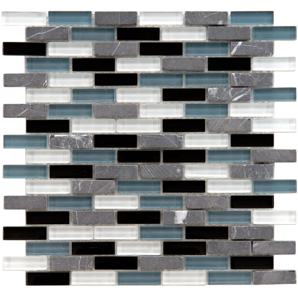 11.75x11.75-inch Glass and Stone Mosaic Wall Tile N6549