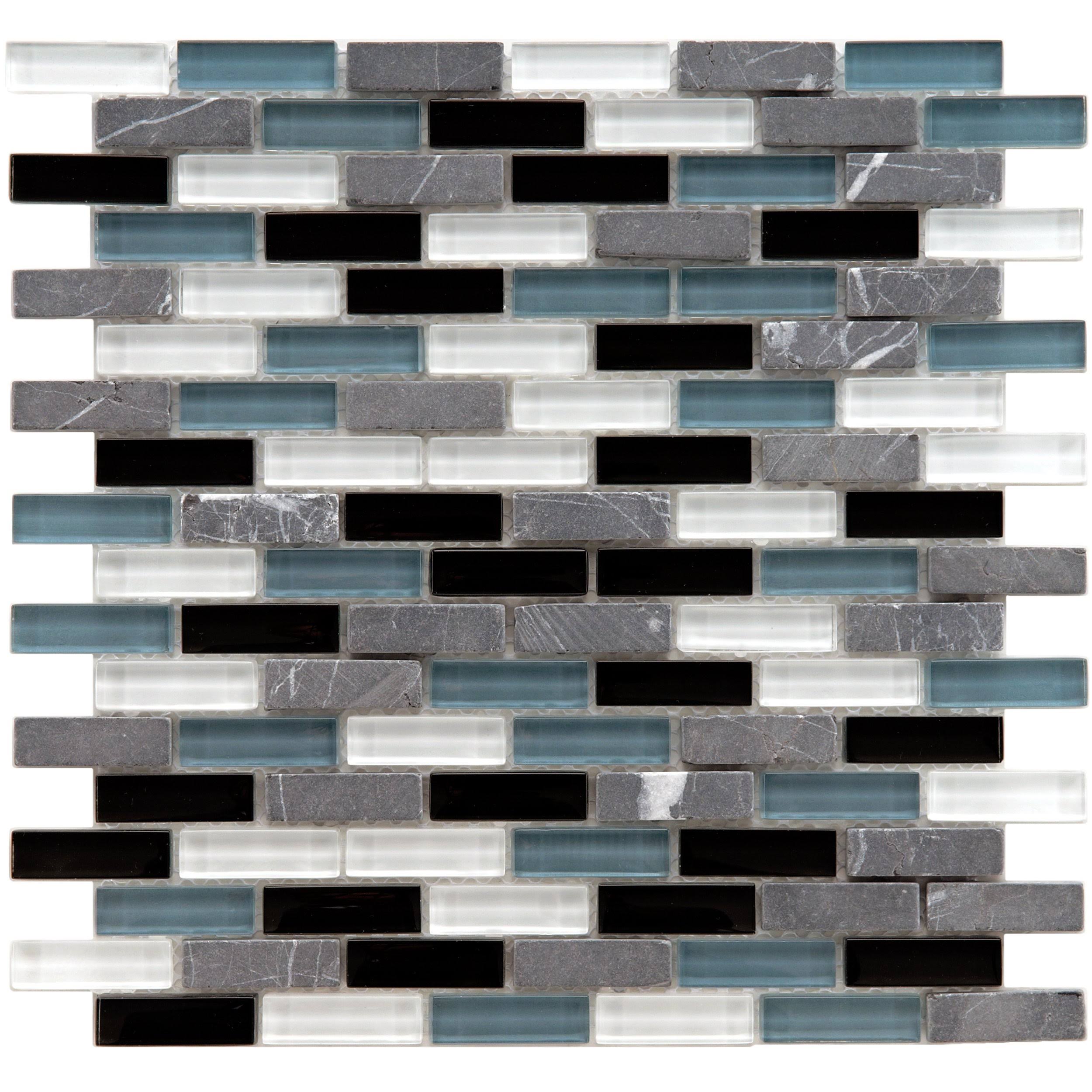 11.75x11.75-inch Glass and Stone Mosaic Wall Tile N6549
