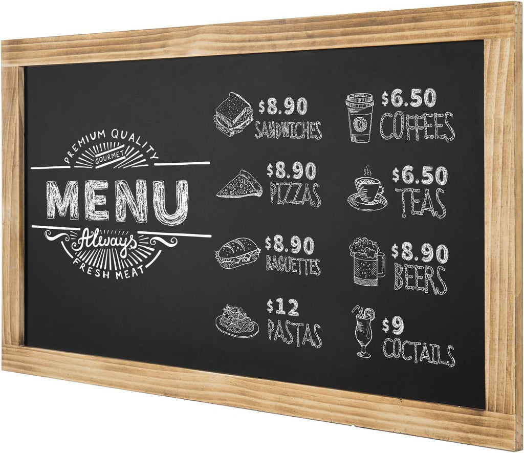 Wall-Mounted Chalkboard Sign, Torched Wood Frame, Pack of 2 A2354