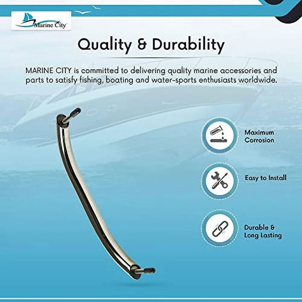 Stainless Steel Boat Handle Grab Bar Mount Handrail with Flange and Studs – 11 Inches (Pack of 1) J268724