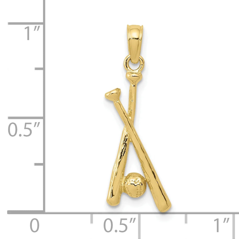10K Yellow Gold Polished Baseball Pendant A795264