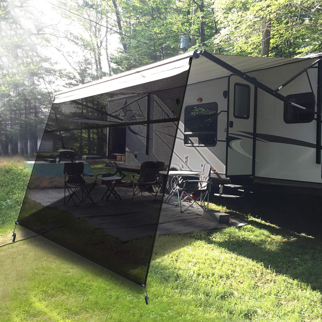 Black Mesh RV Awning Sun Shade Screen with Zipper 14' x 9' B288
