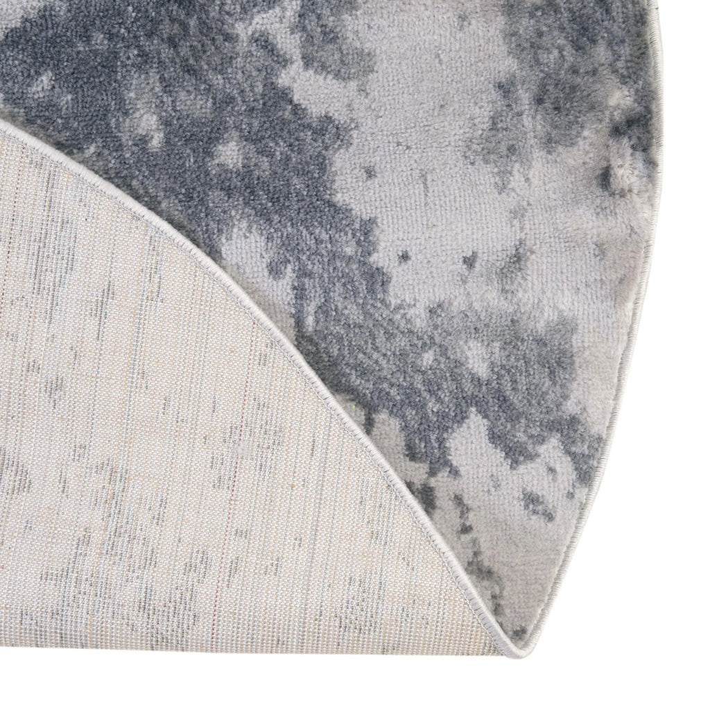Light Gray/Gray Round Abstract Rug W54452