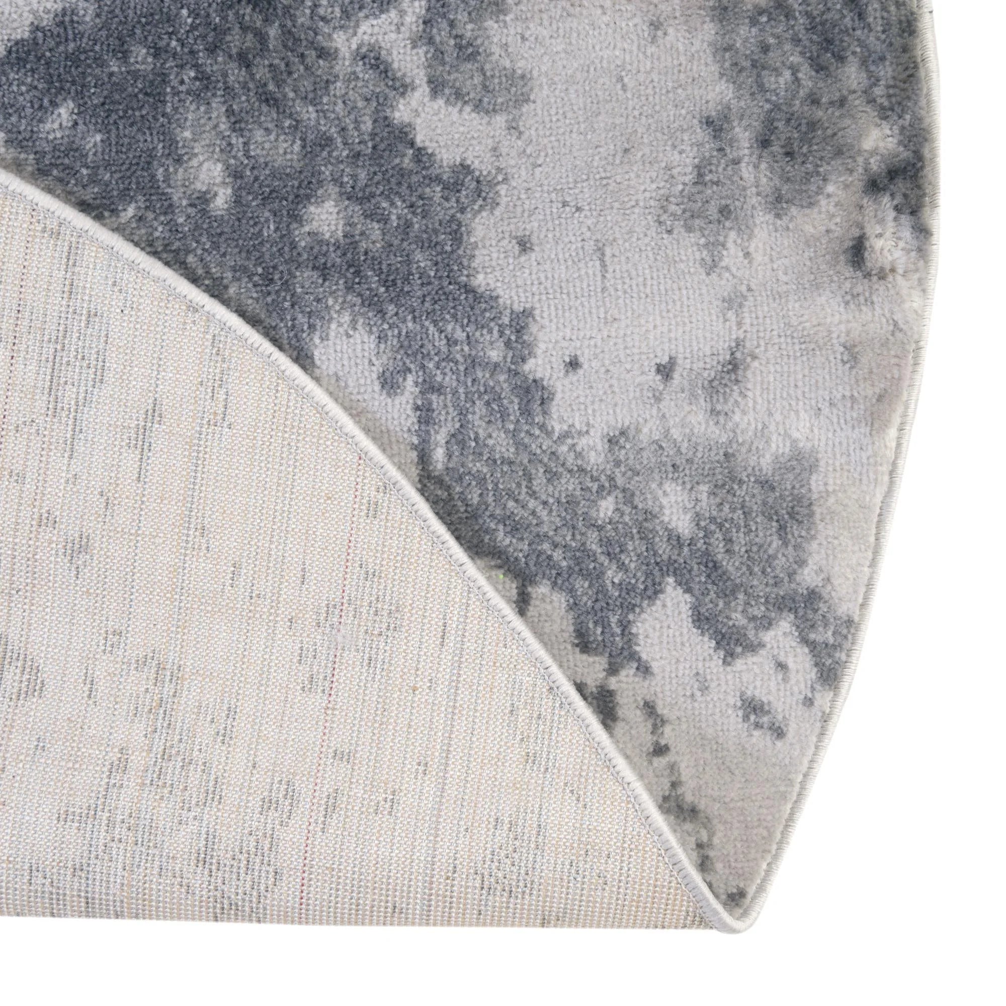 Light Gray/Gray Round Abstract Rug W54452
