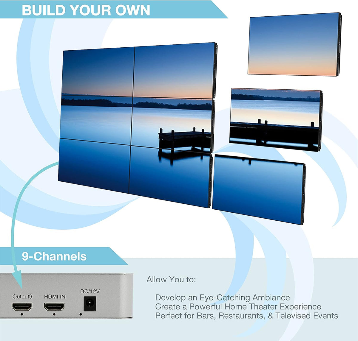 3x3 Video Wall Controller with Media Player, 1080p, HDMI 1.4, 1 HDMI Input & 9 Outputs F496524