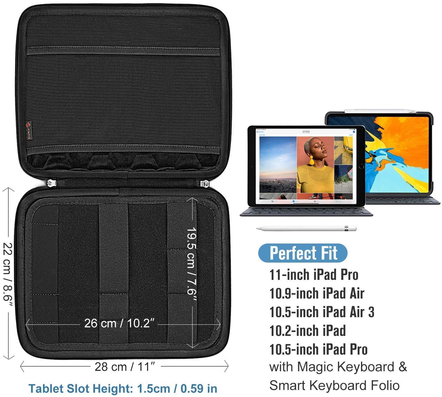 Black 11-inch Tablet Carrying Sleeve with Accessory Pocket K709097