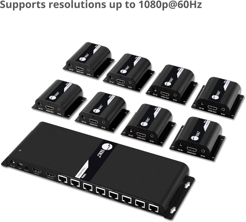 1080p HDMI Extender Splitter Over CAT5e/CAT6 Ethernet, 1x8 Port with IR Extension and EDID P630093