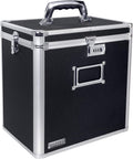 Locking Vinyl Record Case, 50 Record Capacity, Black, Pack of 2 S43284