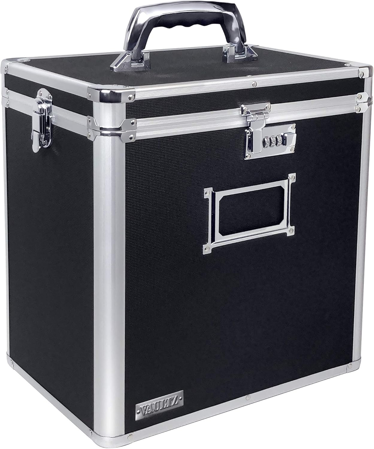 Locking Vinyl Record Case, 50 Record Capacity, Black, Pack of 2 S43284