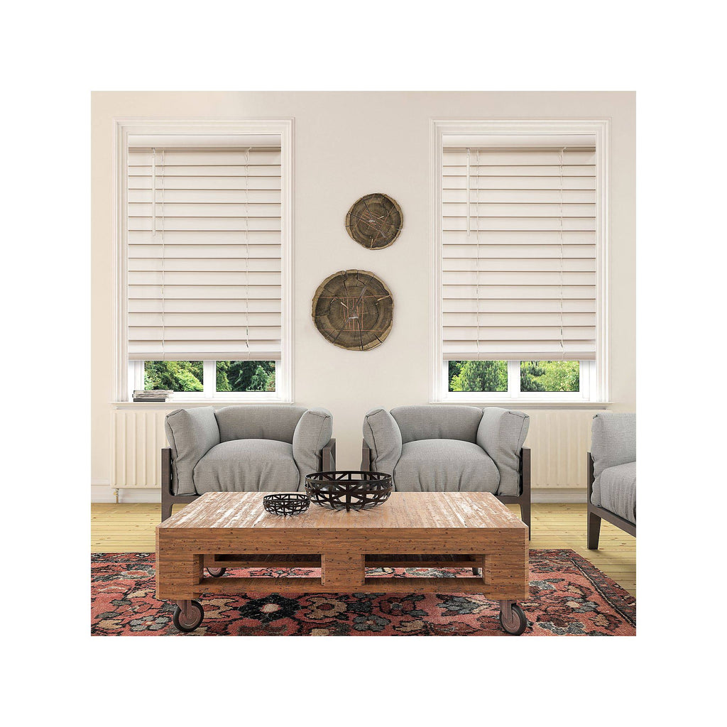 White 48-in. Faux Wood Cordless Blinds L445052